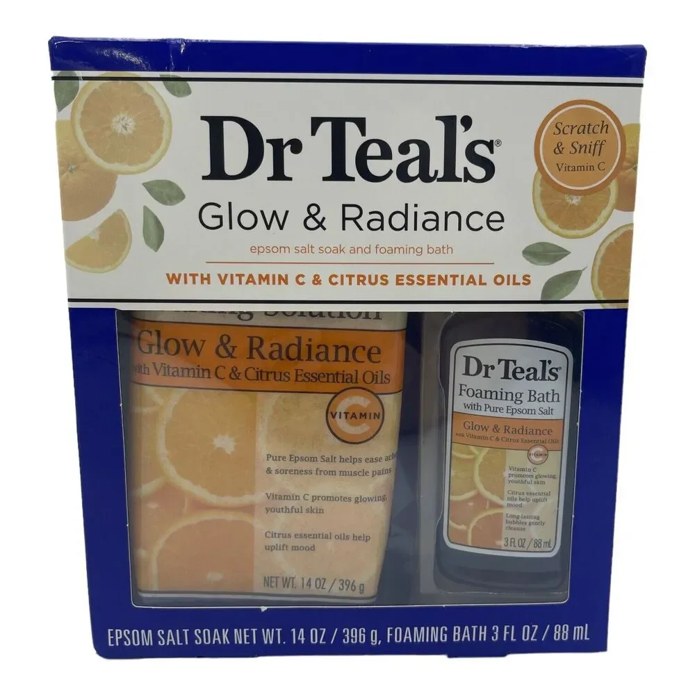Dr Teal's Epson Salt Soaking Solution Foaming Bath Set Glow & Radiance